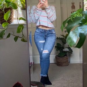 Sneak Peak size 7 distresses jeans mid rise